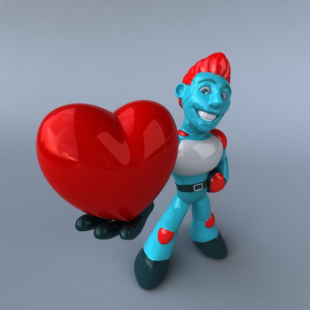 Czerwony robot - 3D ilustracja