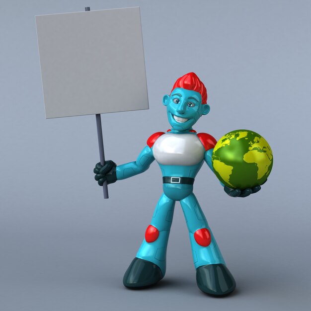 Czerwony robot - 3D ilustracja