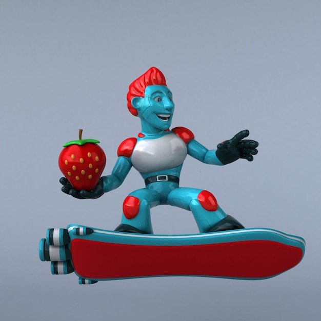 Czerwony robot - 3D ilustracja