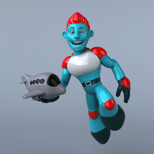 Czerwony robot - 3D ilustracja