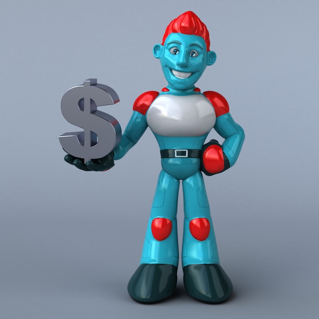 Czerwony robot - 3D ilustracja