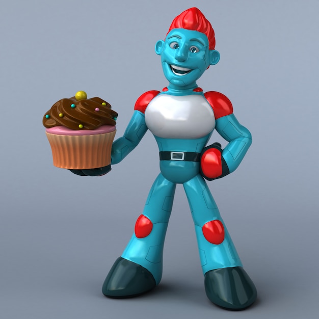 Czerwony robot - 3D ilustracja