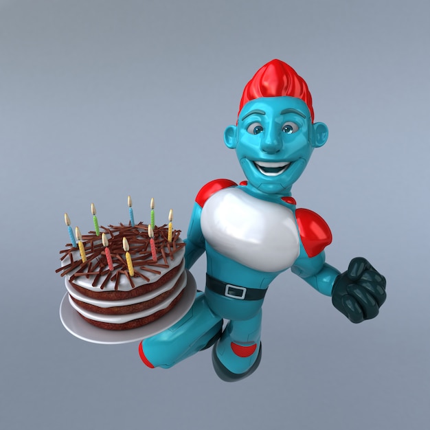 Czerwony robot - 3D ilustracja