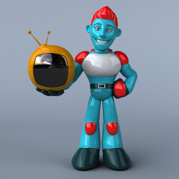 Czerwony robot - 3D ilustracja