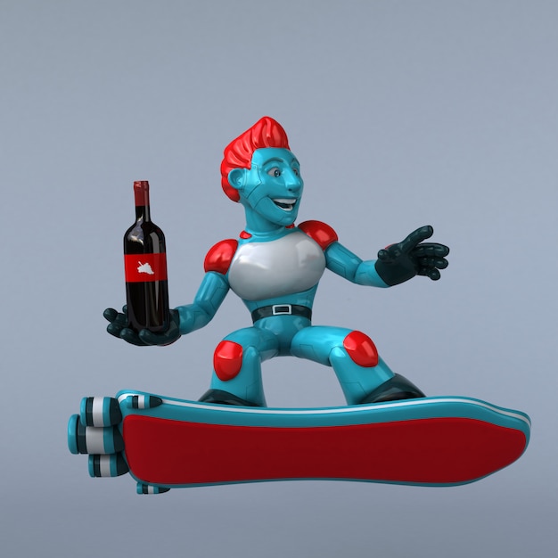 Czerwony robot - 3D ilustracja