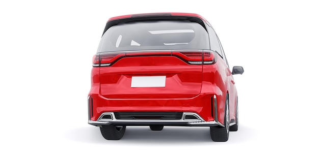 Czerwony samochód rodzinny Minivan Premium Business Car 3D illustration