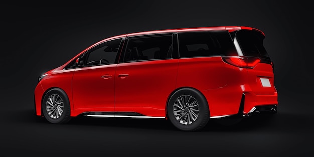 Czerwony samochód rodzinny Minivan Premium Business Car 3D illustration