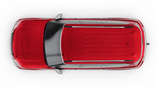 Zdjęcie czerwony samochód rodzinny suv premium na białym tle. renderowania 3d.