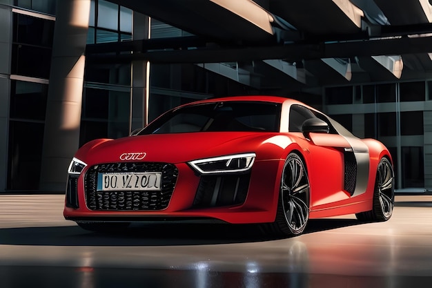 Zdjęcie czerwony samochód sportowy audi r8