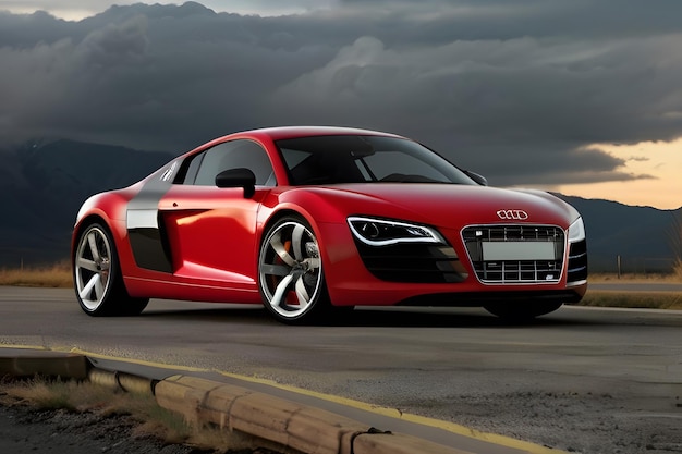 Zdjęcie czerwony samochód sportowy audi r8