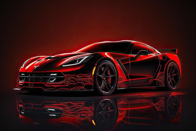Czerwony samochód sportowy ilustracja AI Generative