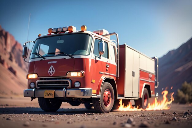 Czerwony Samochód Straży Pożarnej Kontrola Zapobiegania Pożarom Katastrofa Specjalny Pojazd Tapeta Ilustracja Tła