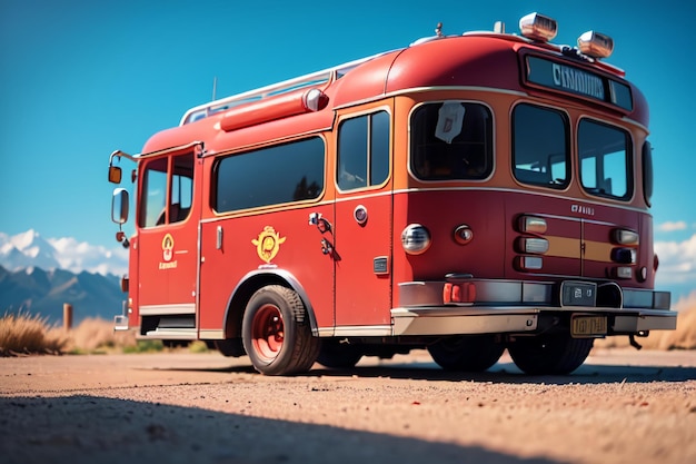 Czerwony samochód straży pożarnej Kontrola zapobiegania pożarom Katastrofa Specjalny pojazd Tapeta ilustracja tła