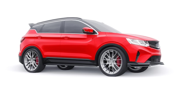 Czerwony sportowy samochód kompaktowy SUV 3d ilustracja render