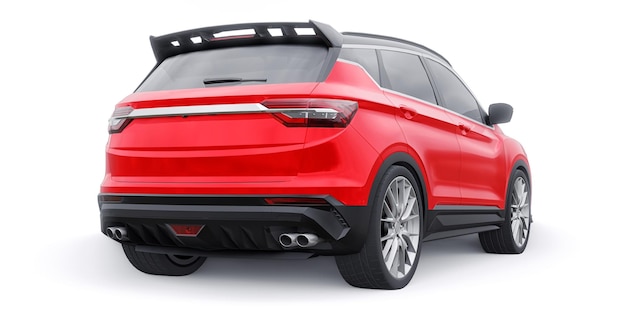 Czerwony sportowy samochód kompaktowy SUV 3d ilustracja render