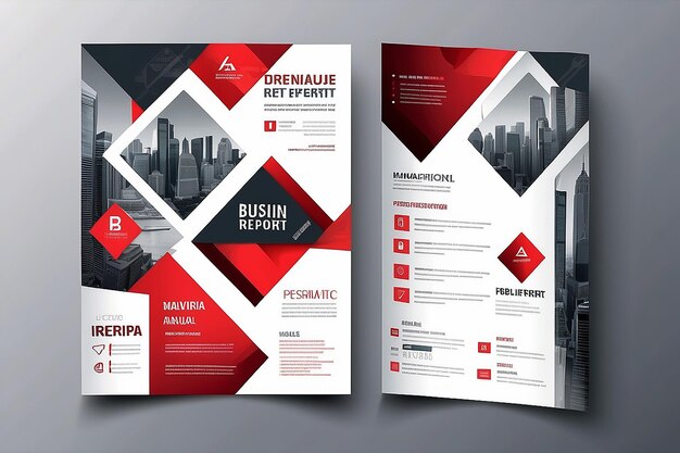 Zdjęcie czerwony trójkąt wektor wzoru broszury rocznego sprawozdania biznesowego