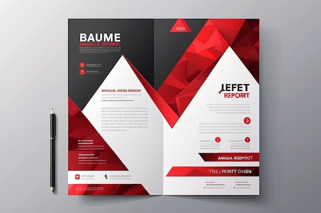 Zdjęcie czerwony trójkąt wektor wzoru broszury rocznego sprawozdania biznesowego