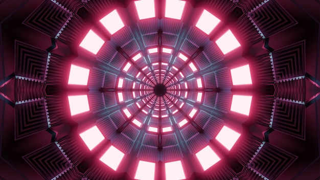 Czerwony tunel neon 4k uhd futurystyczny transport 3d ilustracja projekt tło