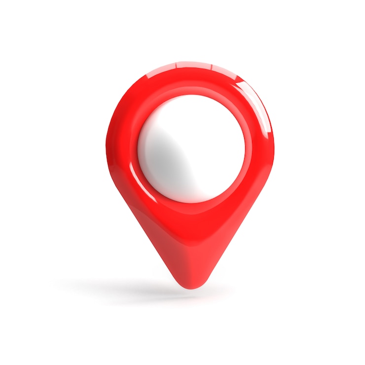 Zdjęcie czerwony wskaźnik gps. czerwony wskaźnik mapy. odosobniony. renderowanie trójwymiarowe. renderowania 3d.