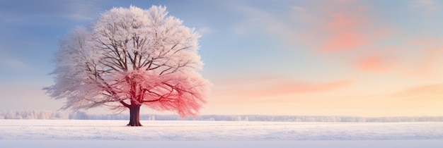 Czerwony zimowy krajobraz tworzy uderzający obraz