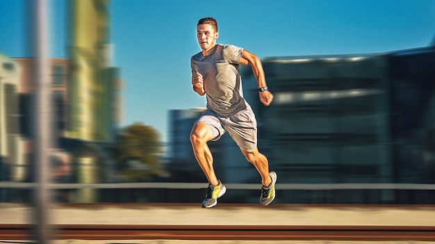 Zdjęcie człowiek biegnący po torze.