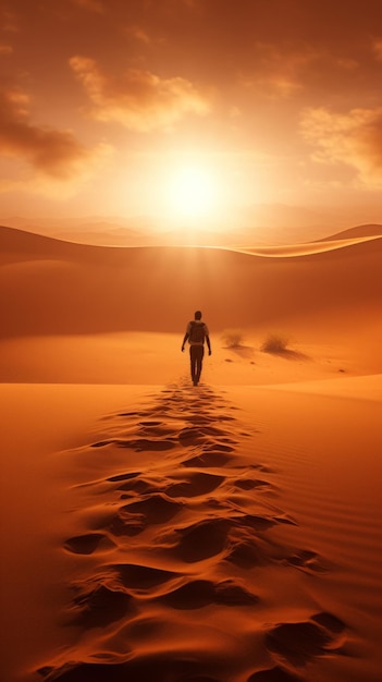 Zdjęcie człowiek chodzący po piasku.