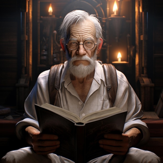 Człowiek czytający książkę z książką zatytułowaną Człowiek Czytający Książkę.