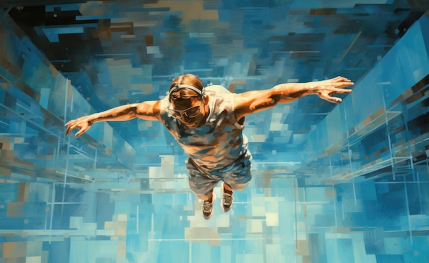 Zdjęcie człowiek pływający w basenie