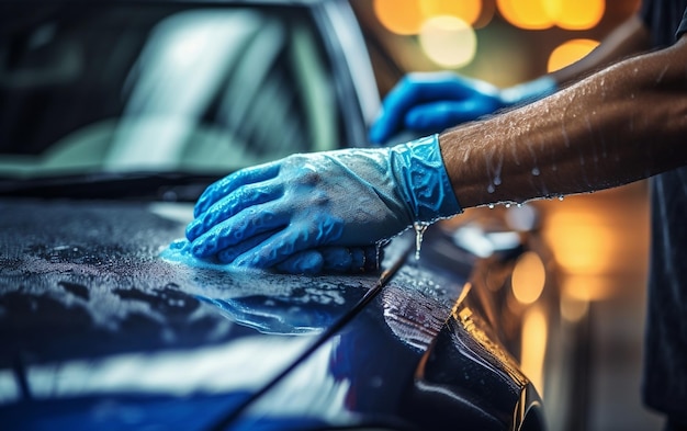 Człowiek sprzątający samochód Generacyjna sztuczna inteligencja
