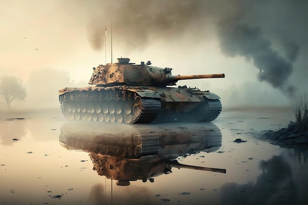 Czołg podstawowy Leopard 2 w walce Stworzony przy użyciu generatywnej technologii sztucznej inteligencji