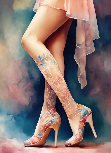 Zdjęcie czulne kobiece nogi w wysokich obcasach ai generatywne