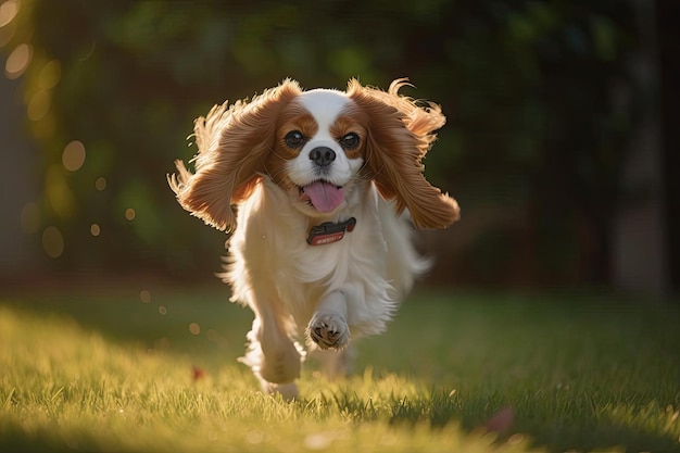 Czuły cavalier king charles spaniel w przytulnym otoczeniu