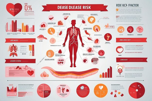 Zdjęcie czynniki ryzyka chorób serca infografika w ilustracji wektorowej płaskiego projektu