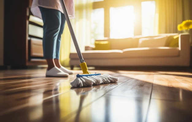 Zdjęcie czysta domowa niezbędna nowoczesna opieka nad podłogą w mieszkaniu