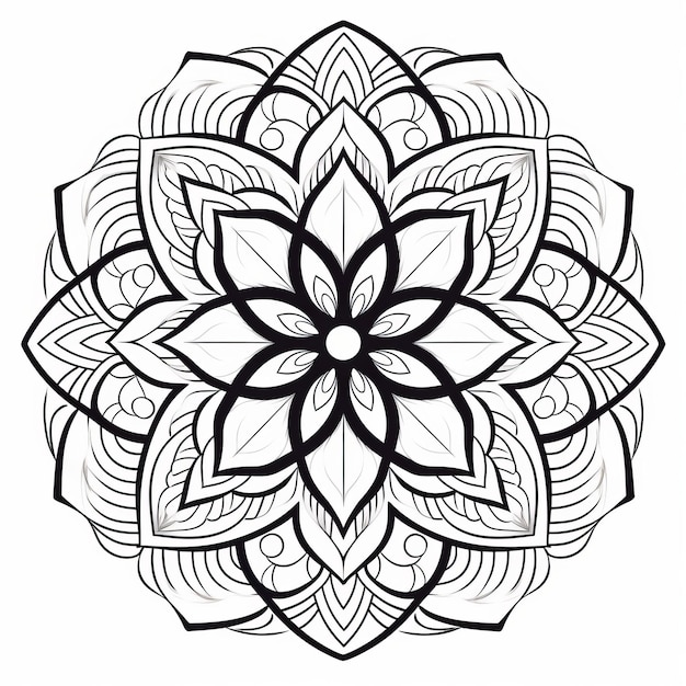 Zdjęcie czysta kolorowanka linii sztuki mandali geometryczne wzory