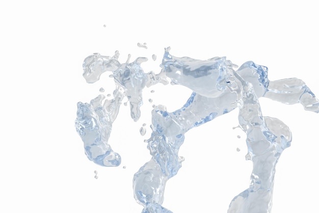 Zdjęcie czystość rozpryskiwania wody z kreatywnymi kształtami renderowania 3d