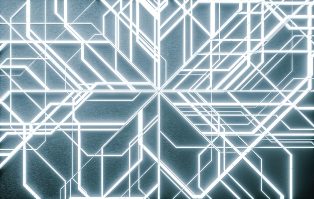 D ilustracja futurystyczne i cyfrowe abstrakcyjne tło z białymi neonami