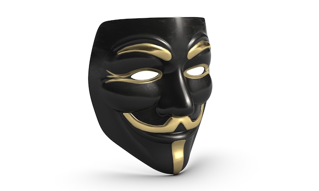 D ilustracja maski vendetta faceta Fawkesa na białym tle