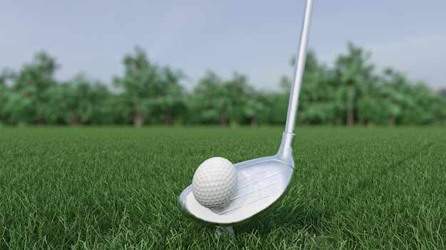 D Render Kij Golfowy Uderza Piłką Golfową