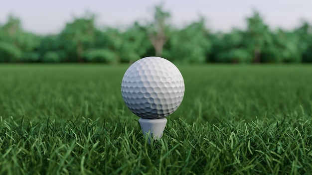 D renderowanie piłki golfowej na trawniku