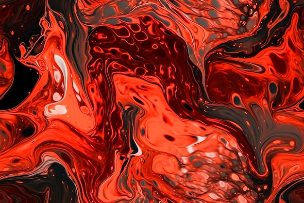 Dachówka Bez szwu deseń Abstrakcyjna tła czerwonych i czarnych farb mieszanych Płynny wzór marmuru Generative AI