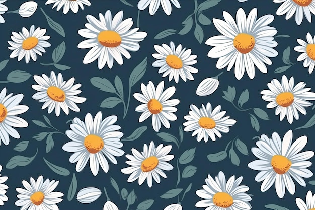 Daisy inspirowany prostym kwiatowym wzorem Ręcznie rysowane tło dla tekstylnej poduszki koszulowej zabawki lub karty Ilustracja