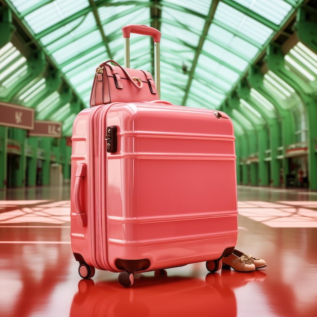damska różowa walizka na kółkach