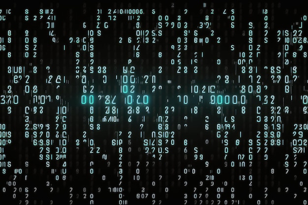 Zdjęcie dane binarne na ekranie komputera izolowane na czarnym tle ilustracja 3d generatywna sztuczna inteligencja