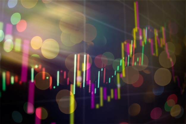 Dane finansowe na monitorze, w tym Analiza Rynku. Wykresy słupkowe, diagramy, dane finansowe. Wykres Forex.