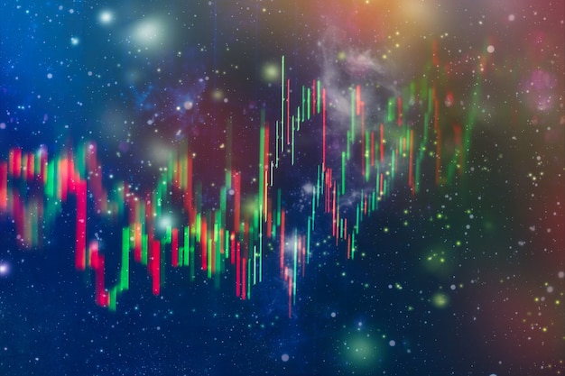 dane na monitorze, który zawiera Analizę Rynku. Wykresy słupkowe, diagramy, dane finansowe. Wykres Forex.