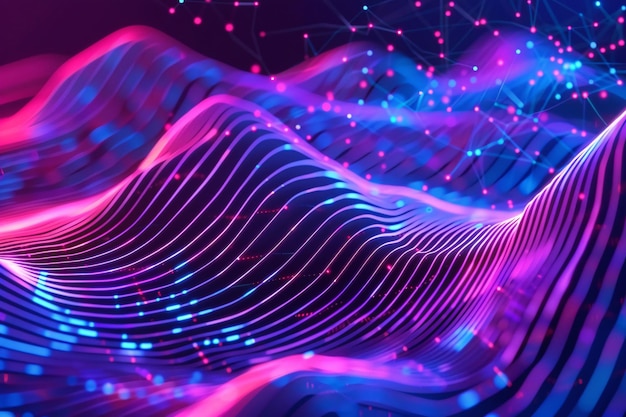 Dane technologiczne tło świecące cząstki abstrakcyjne futurystyczne i technologiczne cząstki fali cyfrowej