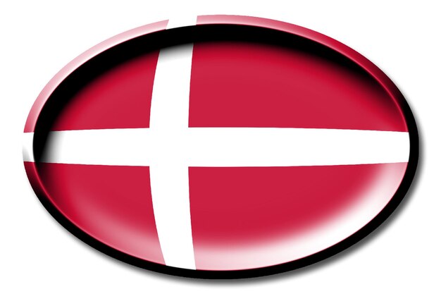 Dania Okrągły Flaga Kraju Na Białym Tle