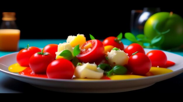 Danie Restauracyjne Caprese Salad Na Talerzu