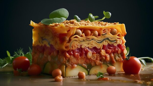 Danie z lasagne z warstwą lasagne na wierzchu